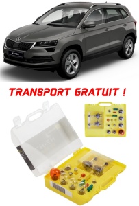 Kit trusa Set becuri H7 compatibila cu Skoda Karoq din 2017 – 2020 , bec far, semnalizare , pozitie, iluminare numar, frana, plafoniera, stop frana