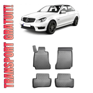 Mercedes Clasa C W204, Sedan, Din 04.2007 - 02.2014 , Set Covorase Auto Tip Tavita Premium 3D, din cauciuc