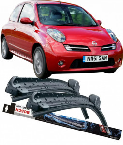 Nissan Micra III Set 2 stergatoare parbriz Bosch Aerotwin 600/475mm compatibile cu Nissan MICRA III (K12) (2003-2010) (53 cm / 45 cm) accesorii pentru autoturismul tau - masina v116051