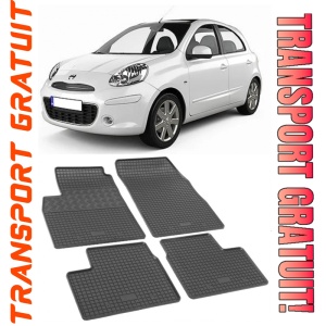 Nissan Micra K13, Hatchback, fabricat din 06.2013 - 02.2017, Facelift, set covorase auto dedicate, din cauciuc 100% Premium