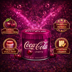 Odorizant Auto 3D Coca Cola Cherry, Tip conserva, Cupholder, Parfum Intens și Persistent, Design Realist, Vegan Friendly, ideal pentru masina birou casa, 4x Stickere auto - Img 3