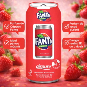 Odorizant Auto 3D Fanta Capsuni, Tip Doza, Clip Ventilatie, Parfum Intens și Persistent, Design Realist, Vegan Friendly - Img 2