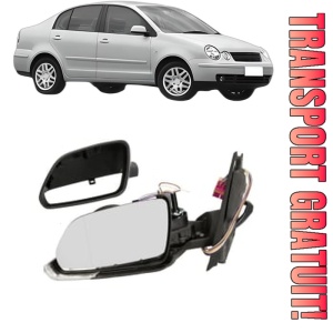 Oglinda Stanga Volkswagen POLO IV Saloon (9A4, 9A2, 9N2, 9A6) din 2002 - 2012, Auto, Reglaj electric, Completa