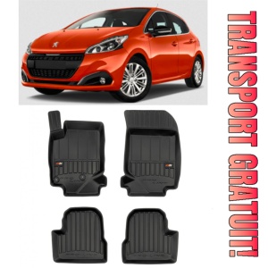 Peugeot 208 II, Hatchback, Din 06.2019 - Prezent , Set Covorase Auto Tip Tavita Premium 3D, din cauciuc