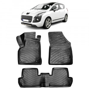 Peugeot 3008 I 2008-2016 Set 4 covorase auto din cauciuc tip tavita premium line 3D accesorii pentru autoturismul tau - masina v243748
