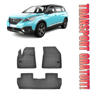 Peugeot 5008 II, Suv, Din 07.2017 - Prezent , Set Covorase Auto Tip Tavita Premium 3D, din cauciuc
