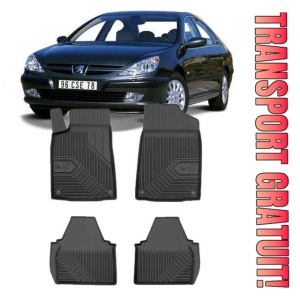 Peugeot 607 Din 1999 - 2010, Sedan , Set Covorase Auto Tip Tavita Premium 3D, din cauciuc