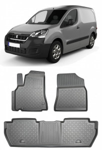 Peugeot Partner II, Van, Din 2008 - 08.2018 , Set Covorase Auto Tip Tavita Premium 3D, din cauciuc accesorii pentru autoturismul tau - masina v175268