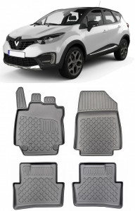 Renault Captur I, Suv, Din 04.2013 - 12.2019 , Set Covorase Auto Tip Tavita Premium 3D, din cauciuc accesorii pentru autoturismul tau - masina v174457