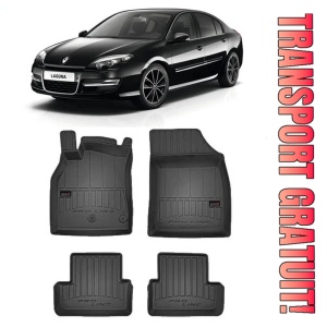 Renault Laguna III, Hatchback, Din 07.2007 - 12.2015 , Set Covorase Auto Tip Tavita Premium 3D, din cauciuc
