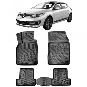 Renault Megane 3 hatckback 2008-2016 Set 4 covorase auto din cauciuc tip tavita premium line 3D accesorii pentru autoturismul tau - masina v241942