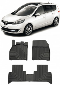 Renault Scenic Grand III Din 04.2009 - 11.2016, Van , Set Covorase Auto Tip Tavita Premium 3D, din cauciuc accesorii pentru autoturismul tau - masina v166910