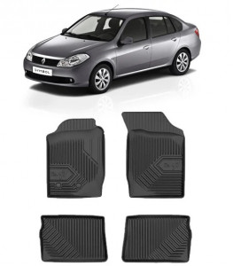 Renault Symbol I Din 2001 - 2008, Sedan , Set Covorase Auto Tip Tavita Premium 3D, din cauciuc accesorii pentru autoturismul tau - masina v169436