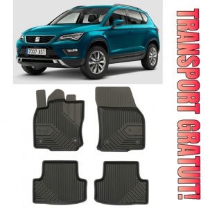 Seat Ateca Din 09.2016 - Prezent, Suv , Set Covorase Auto Tip Tavita Premium 3D, din cauciuc
