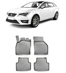 Seat Leon E-Hybrid, Hatchback, Din 2020 - Prezent , Set Covorase Auto Tip Tavita Premium 3D, din cauciuc accesorii pentru autoturismul tau - masina v170070