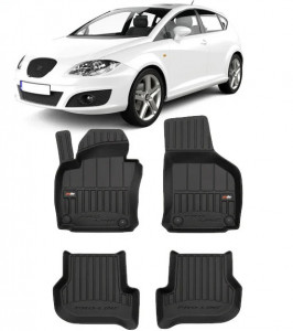 Seat Leon II 1P, Hatchback, Din 07.2005 - 2012 , Set Covorase Auto Tip Tavita Premium 3D, din cauciuc accesorii pentru autoturismul tau - masina v172402