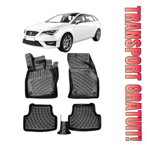 Seat Leon III 2012-2020 Set 4 covorase auto din cauciuc tip tavita premium line 3D