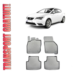 Seat Leon IV Mhev, Hatchback, Din 2020 - Prezent , Set Covorase Auto Tip Tavita Premium 3D, din cauciuc