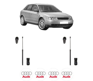 Set 2 amortizoare portbagaj haion AUDI A3 (8L1) din 1996-2003, 2 bucati, MAGNUM TECHNOLOGY, 4 stickere auto AUDI v6991