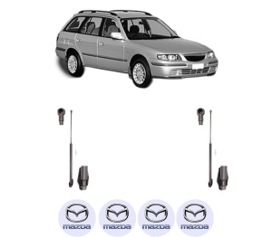 Set 2 amortizoare portbagaj haion MAZDA 626 V Station Wagon (GW) din 1998-2002, 2 bucati, KROSNO, 4 stickere auto MAZDA v1056