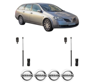 Set 2 amortizoare portbagaj haion NISSAN PRIMERA Hatchback (P12) din 2002-2008, 2 bucati, MAGNUM TECHNOLOGY, 4 stickere auto NISSAN v5191
