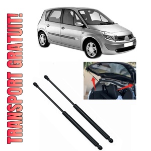 Set 2 amortizoare portbagaj haion RENAULT SCENIC II (JM0/1_) din 2003-2009, 2 bucati, MAGNUM TECHNOLOGY, 4 stickere auto RENAULT