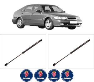 Set 2 amortizoare portbagaj haion SAAB 9-3 (YS3D) din 1998-2002, 2 bucati, KROSNO, 4 stickere auto SAAB v4411