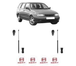 Set 2 amortizoare portbagaj haion SEAT CORDOBA Vario (6K5) din 1996-2002, 2 bucati, MAGNUM TECHNOLOGY, 4 stickere auto SEAT v6271