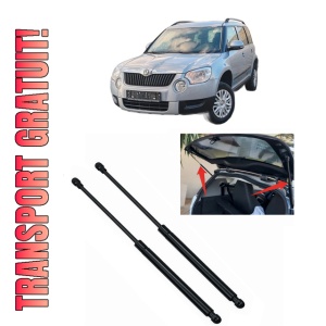 Set 2 amortizoare portbagaj haion SKODA YETI (5L) din 2009-2017, 2 bucati, KROSNO, 4 stickere auto SKODA