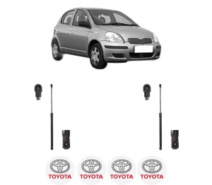 Set 2 amortizoare portbagaj haion TOYOTA YARIS (_P1_) din 1999-2005, 2 bucati, MAGNUM TECHNOLOGY, 4 stickere auto TOYOTA v5491