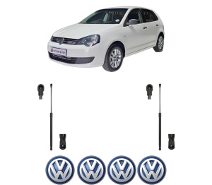 Set 2 amortizoare portbagaj haion Volkswagen POLO VIVO Hatchback (6S1, 6S3) din 2010-2019, 2 bucati, MAGNUM TECHNOLOGY, 4 stickere auto Volkswagen v2916