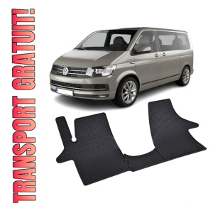 Set 3 covorase Volkswagen T6 Transporter/Caravelle/Multivan 3 Locuri 2015-2019, din cauciuc 100%, compatibile cu autoturismul Volkswagen T5