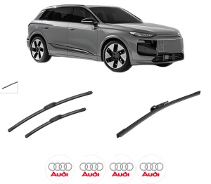 Set 3 stergatoare AUDI A3 Allstreet (8YJ) din 2024, pentru parbriz si luneta fata si spate auto, Bosch Aerotwin-Aerotwin, din cauciuc siliconat rezistent, 4 Stickere Auto AUDI - Img 2