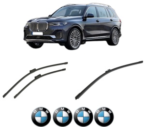Set 3 stergatoare BMW Seria X7 (G07) din 2019-2022, pentru parbriz si luneta fata si spate auto, Bosch Aerotwin-Aerotwin, din cauciuc siliconat rezistent, 4 Stickere Auto BMW - Img 2