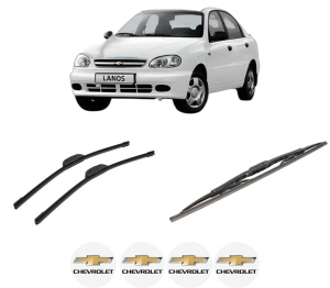 Set 3 stergatoare CHEVROLET LANOS Saloon din 2005-2018, pentru parbriz si luneta fata si spate auto, Bosch Twin-Aerotwin Retrofit, din cauciuc siliconat rezistent, 4 Stickere Auto CHEVROLET - Img 2