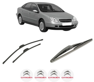 Set 3 stergatoare CITROEN C5 I (DC_) din 2001-2004, pentru parbriz si luneta fata si spate auto, Bosch Twin-Aerotwin Retrofit, din cauciuc siliconat rezistent, 4 Stickere Auto CITROEN - Img 2