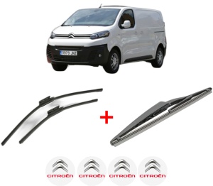 Set 3 stergatoare CITROEN JUMPY III Van (V_) din 2016 - 2022, pentru parbriz si luneta fata si spate auto, Bosch Twin, din cauciuc siliconat rezistent, 4 Stickere Auto CITROEN v8969