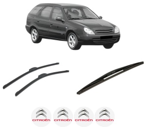 Set 3 stergatoare CITROEN XSARA Break (N2) din 1997-2005, pentru parbriz si luneta fata si spate auto, Bosch Twin-Aerotwin Retrofit, din cauciuc siliconat rezistent, 4 Stickere Auto CITROEN - Img 2