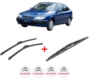 Set 3 stergatoare CITROEN XSARA Hatchback Van (N3_) din 1998 - 2005, pentru parbriz si luneta fata si spate auto, Bosch Twin, din cauciuc siliconat rezistent, 4 Stickere Auto CITROEN v11243