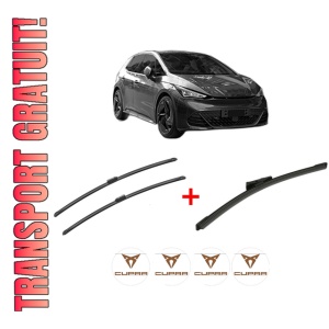 Set 3 stergatoare CUPRA BORN (K11) din 2021, pentru parbriz si luneta fata si spate auto, Bosch Aerotwin, din cauciuc siliconat rezistent, 4 Stickere Auto CUPRA