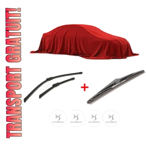 Set 3 stergatoare DS DS 7 (J4_, JC_) din 2022, pentru parbriz si luneta fata si spate auto, Bosch Twin, din cauciuc siliconat rezistent, 4 Stickere Auto DS