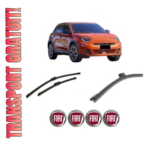 Set 3 stergatoare FIAT 600e / 600 (365_, 364_) din 2023-2024, pentru parbriz si luneta fata si spate auto, Bosch Aerotwin-Aerotwin, din cauciuc siliconat rezistent, 4 Stickere Auto FIAT