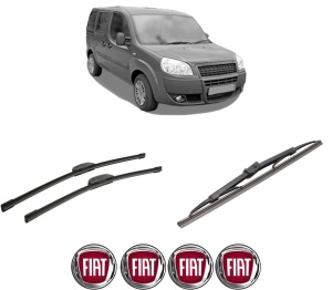Set 3 stergatoare FIAT DOBLO MPV (119_, 223_) din 2001-2009, pentru parbriz si luneta fata si spate auto, Bosch Twin-Aerotwin Retrofit, din cauciuc siliconat rezistent, 4 Stickere Auto FIAT - Img 2