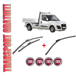 Set 3 stergatoare FIAT DOBLO Platform/Chassis (263_) din 2010 - 2023, pentru parbriz si luneta fata si spate auto, Valeo Silencio Xtrm, din cauciuc siliconat rezistent, 4 Stickere Auto FIAT