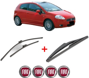 Set 3 stergatoare FIAT PANDA (312_, 319_) din 2012, pentru parbriz si luneta fata si spate auto, Valeo Silencio, din cauciuc siliconat rezistent, 4 Stickere Auto FIAT v15148