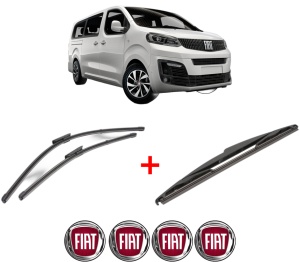 Set 3 stergatoare FIAT ULYSSE Bus din 2022 - 2023, pentru parbriz si luneta fata si spate auto, Valeo Silencio, din cauciuc siliconat rezistent, 4 Stickere Auto FIAT v15568