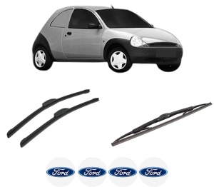 Set 3 stergatoare FORD KA Van (RB) din 2002-2005, pentru parbriz si luneta fata si spate auto, Bosch Twin-Aerotwin Retrofit, din cauciuc siliconat rezistent, 4 Stickere Auto FORD - Img 2
