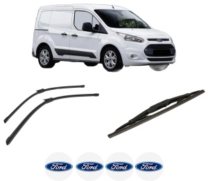 Set 3 stergatoare FORD TRANSIT CONNECT MPV din 2013-2018, pentru parbriz si luneta fata si spate auto, Bosch Twin-Aerotwin, din cauciuc siliconat rezistent, 4 Stickere Auto FORD - Img 2