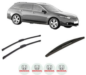 Set 3 stergatoare HONDA ACCORD VIII Estate (CW) din 2008-2015, pentru parbriz si luneta fata si spate auto, Bosch Twin-Aerotwin Retrofit, din cauciuc siliconat rezistent, 4 Stickere Auto HONDA - Img 2