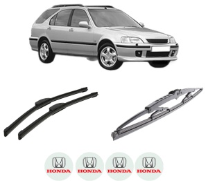 Set 3 stergatoare HONDA CIVIC VI Aerodeck (MB, MC) din 1998-2001, pentru parbriz si luneta fata si spate auto, Bosch Twin-Aerotwin Retrofit, din cauciuc siliconat rezistent, 4 Stickere Auto HONDA - Img 2
